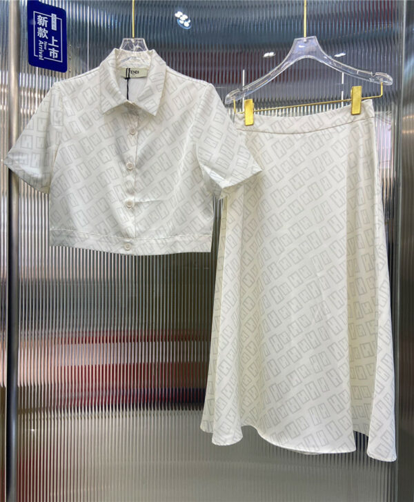 fendi double F letter print short-sleeved skirt suit