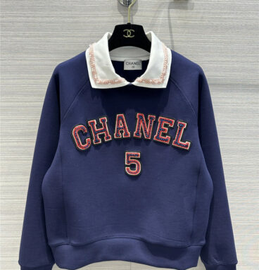 Chanel preppy fake two piece collar design sweater