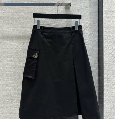 prada utility style black long skirt
