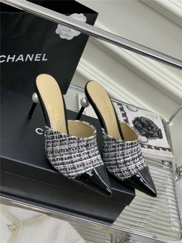 Chanel pointed toe stiletto mules