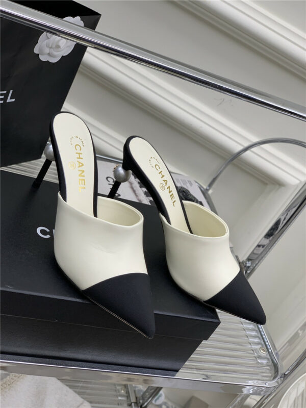 Chanel pointed toe stiletto mules
