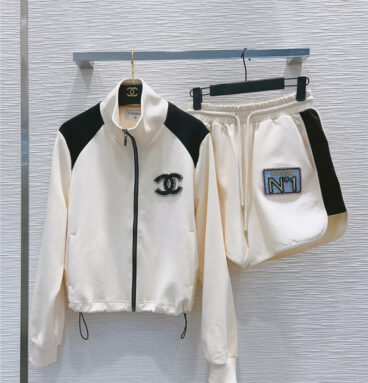 Chanel color contrast stitching stand collar casual suit