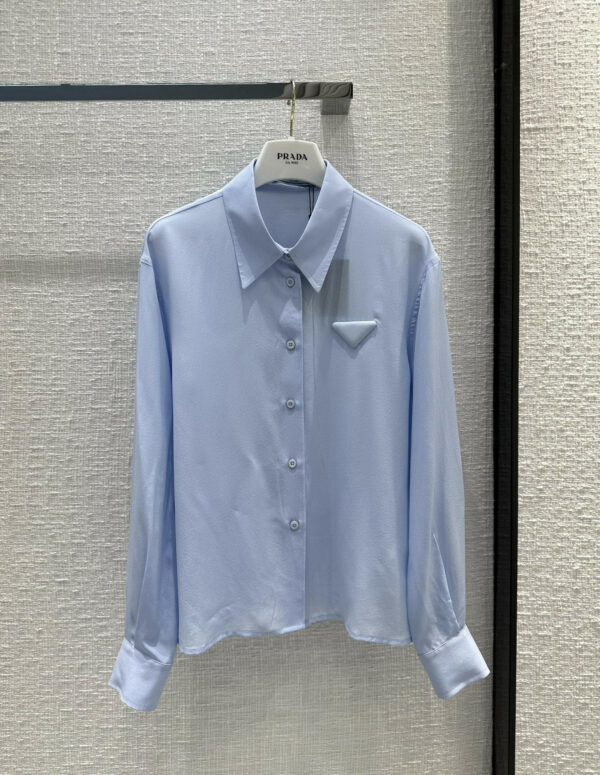 prada light blue silk shirt