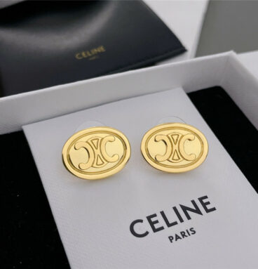 celine Arc de Triomphe logo stud earrings