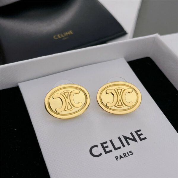 celine Arc de Triomphe logo stud earrings