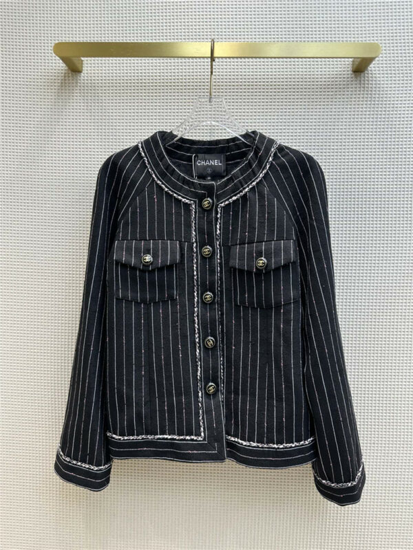 Chanel vertical striped woven coat