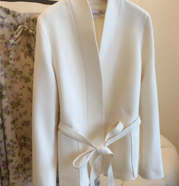 Chanel new silk wool tie coat