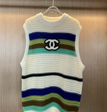 chanel color mixed knit vest