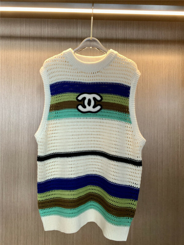 chanel color mixed knit vest