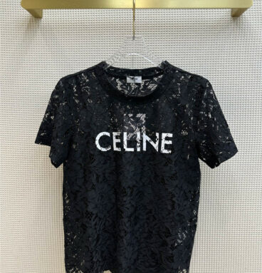 Celine Perspective Hollow Lace T -shirt