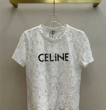 Celine Perspective Hollow Lace T -shirt