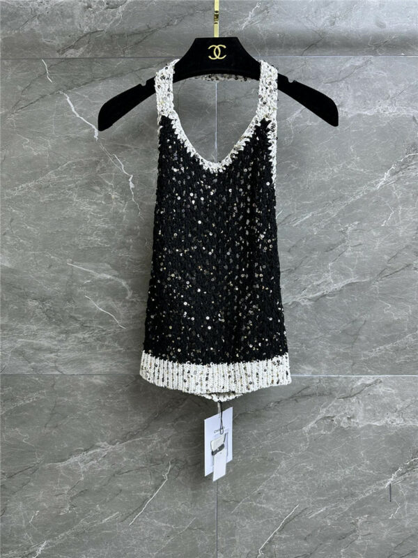 chanel backless sequin suspenders