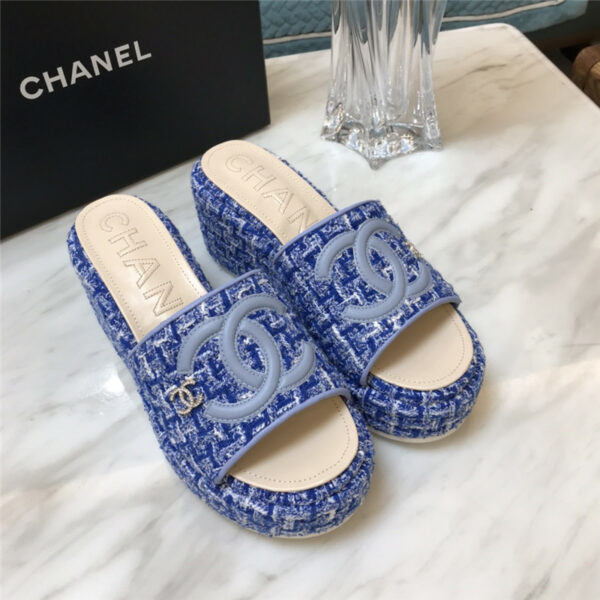 Chanel new large double C lazy platform slippers