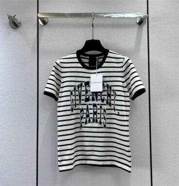 Givenchy striped embroidered short-sleeve knitted top
