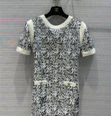 Chanel cashmere knit wrap dress