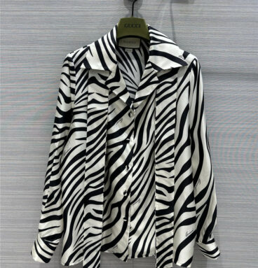 gucci zebra print silk shirt