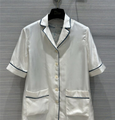 dior pajama style silk print short-sleeved shirt