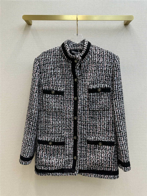 Chanel stand collar straight one hundred tweed coat