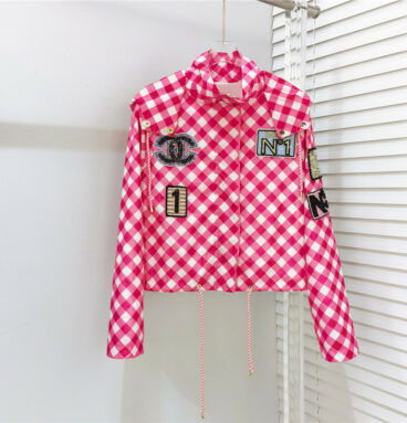 Chanel pink grid short sun protection coat