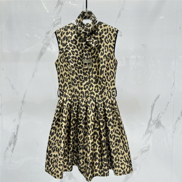Balmain Leopard Sleeveless Slim Dress
