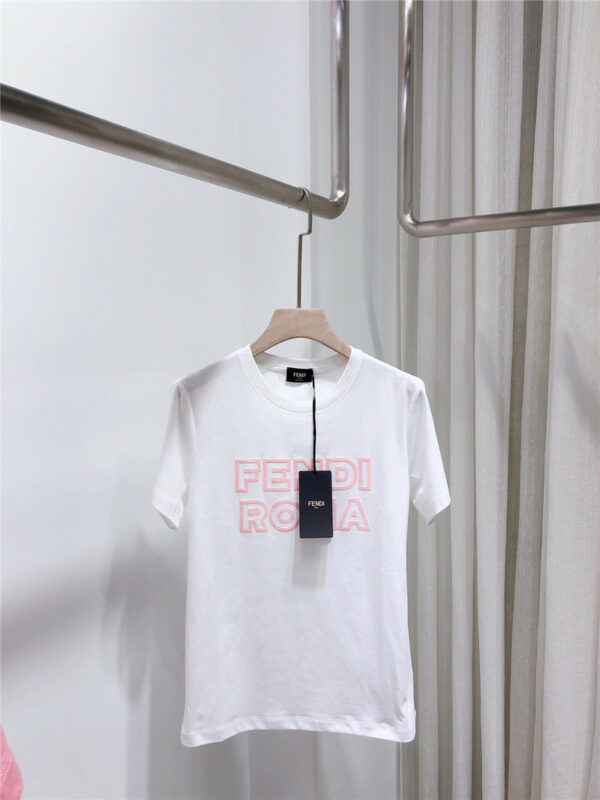 fendi round neck mercerized cotton short-sleeved T-shirt