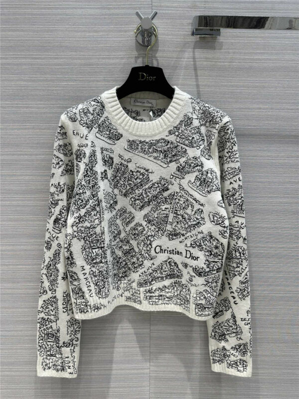 Dior Paris map series cashmere sweater