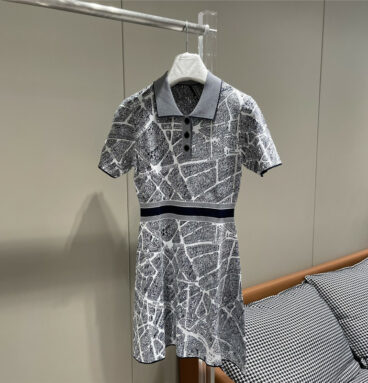 Dior new Paris map series lapel dress