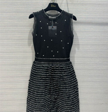 Dior black and white polka dot lace dress