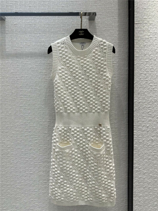 Chanel three-dimensional embossed hollow knitted dress