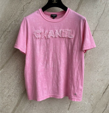 chanel pink short sleeve t-shirt