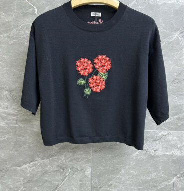 loewe floral embroidered graphic knitted top