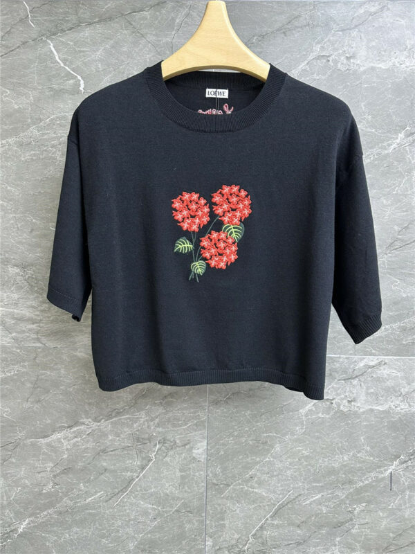 loewe floral embroidered graphic knitted top