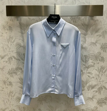 prada small fresh blue silk shirt