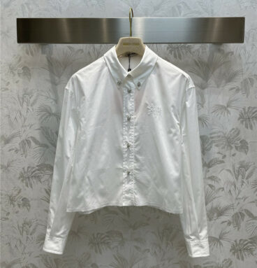 miumiu rhinestone embellished lapel short shirt