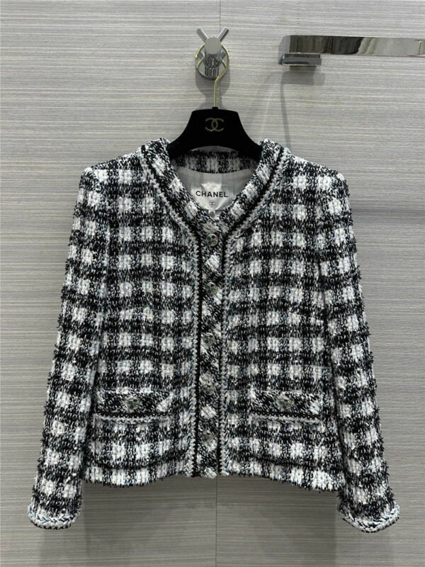 Chanel plaid woven soft tweed jacket