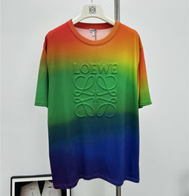 loewe rainbow gradient embossed logo short sleeve T-shirt