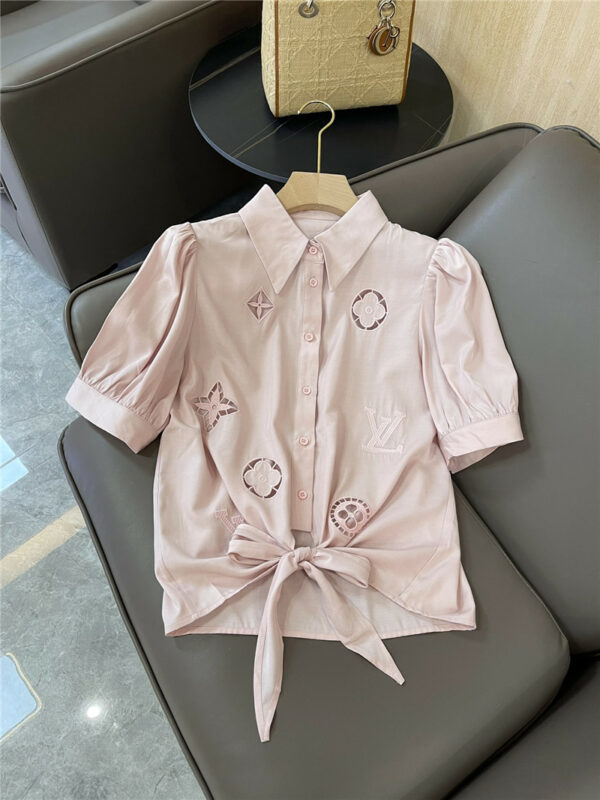 louis vuitton LV hollow embroidery short sleeves