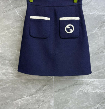 gucci blue tweed skirt