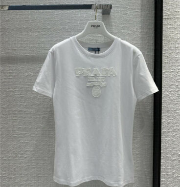 prada appliqué logo lettering T-shirt