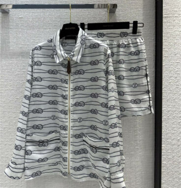 louis vuitton LV printed zipper shirt + shorts set