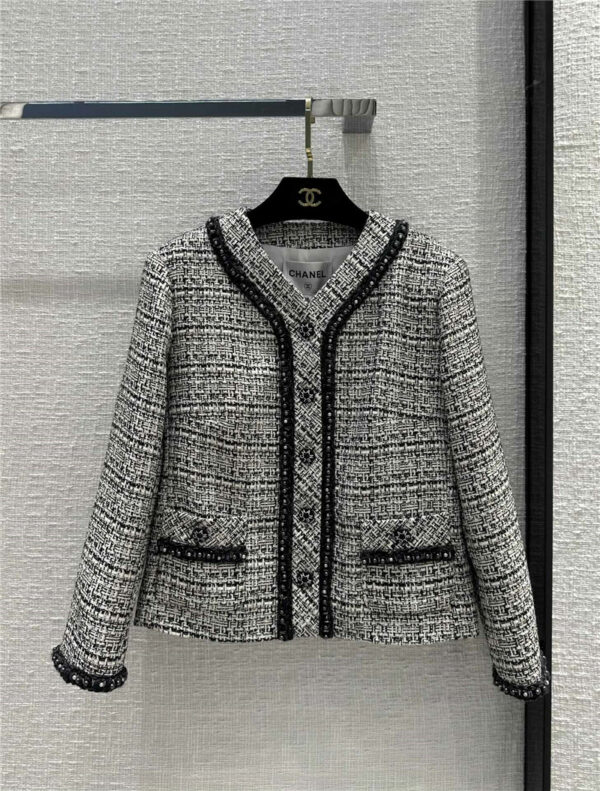 chanel vintage flower gray yarn woven small coat