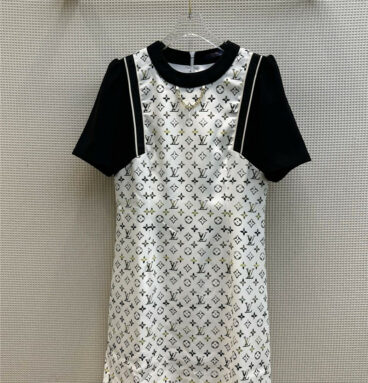 louis vuitton LV fake two-piece color contrast stitching dress