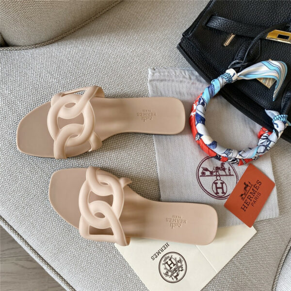 Hermès new classic pig nose chain slippers