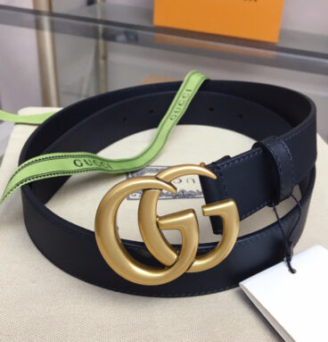 gucci leather belt with double G buckle