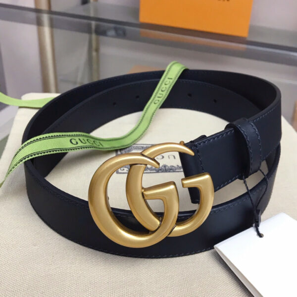 gucci leather belt with double G buckle