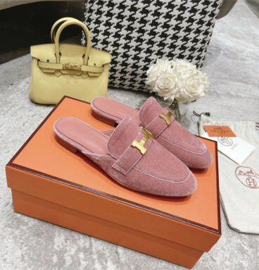 hermes H buckle classic slippers