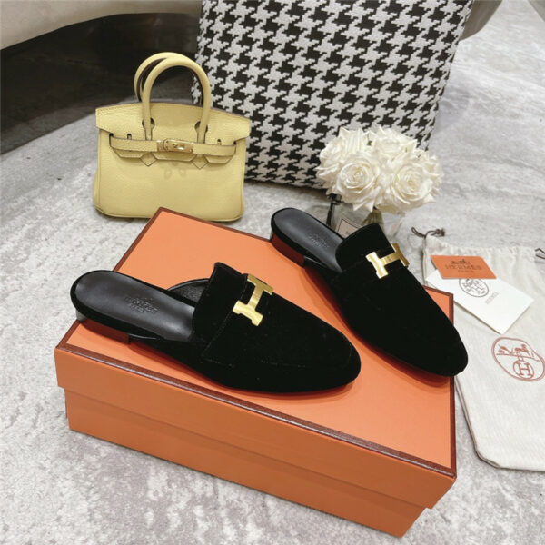hermes H buckle classic slippers