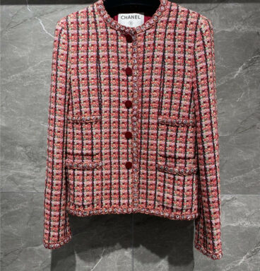 chanel red tweed coat