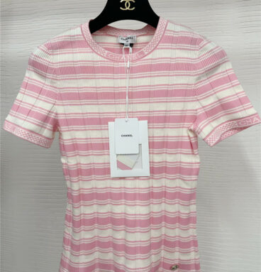 chanel two-color knitted short sleeve