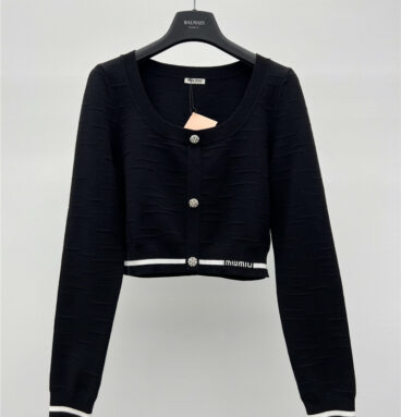 miumiu crystal-embellished button-knit top